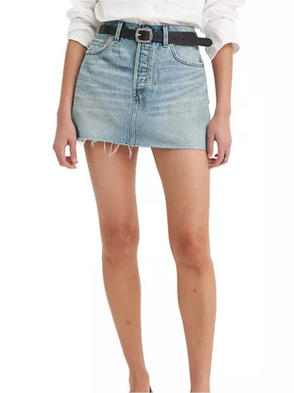 Levi ICON Light Blue Denim Mini Skirt with Raw Hem